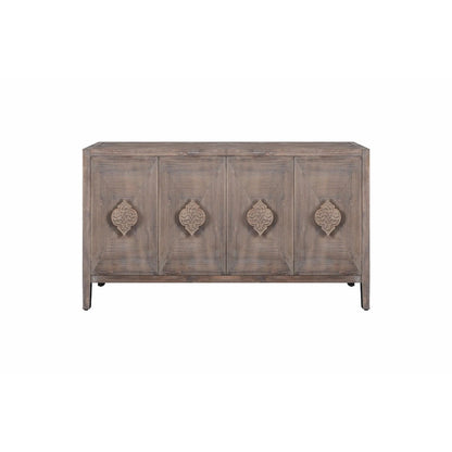 Carved Flower Door Handle, Antique Four Door Cabinet