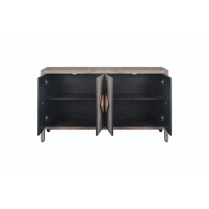 Carved Flower Door Handle, Antique Four Door Cabinet