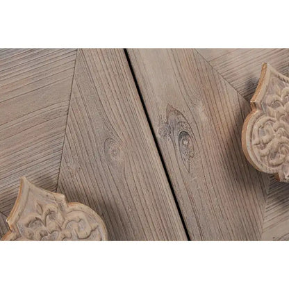 Carved Flower Door Handle, Antique Four Door Cabinet