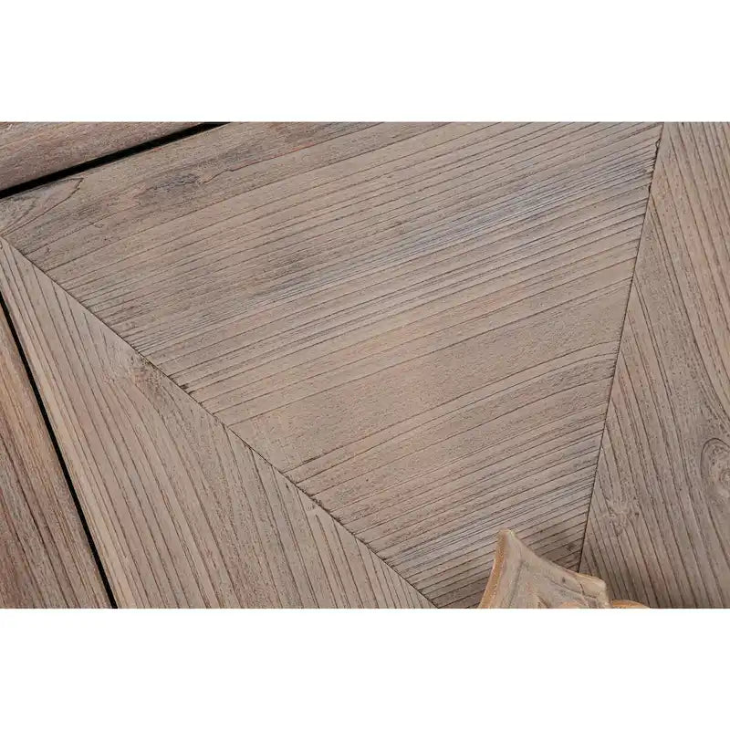 Carved Flower Door Handle, Antique Four Door Cabinet