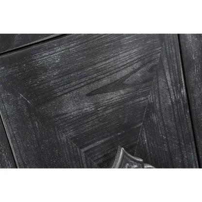 Carved Flower Door Handle, Antique Four Door Cabinet