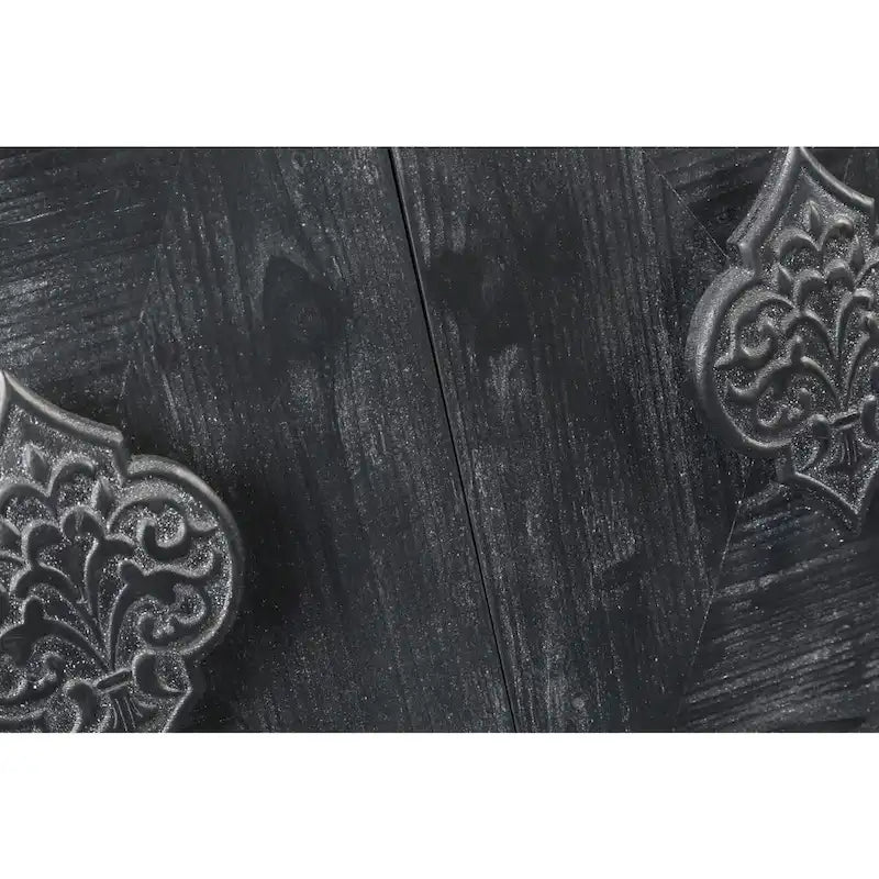 Carved Flower Door Handle, Antique Four Door Cabinet