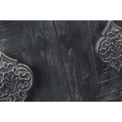 Carved Flower Door Handle, Antique Four Door Cabinet