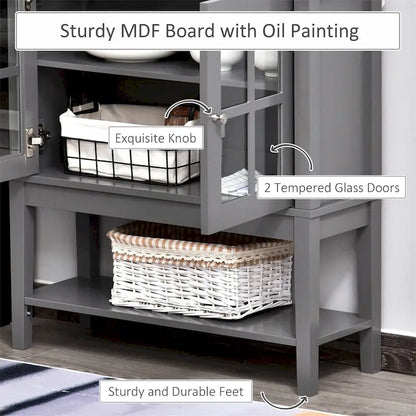 Buffet Cabinet with Adjustable Inner Shelving and Glass Doors - N/A