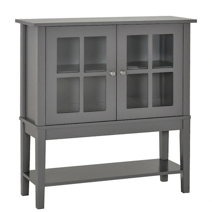 Buffet Cabinet with Adjustable Inner Shelving and Glass Doors - N/A