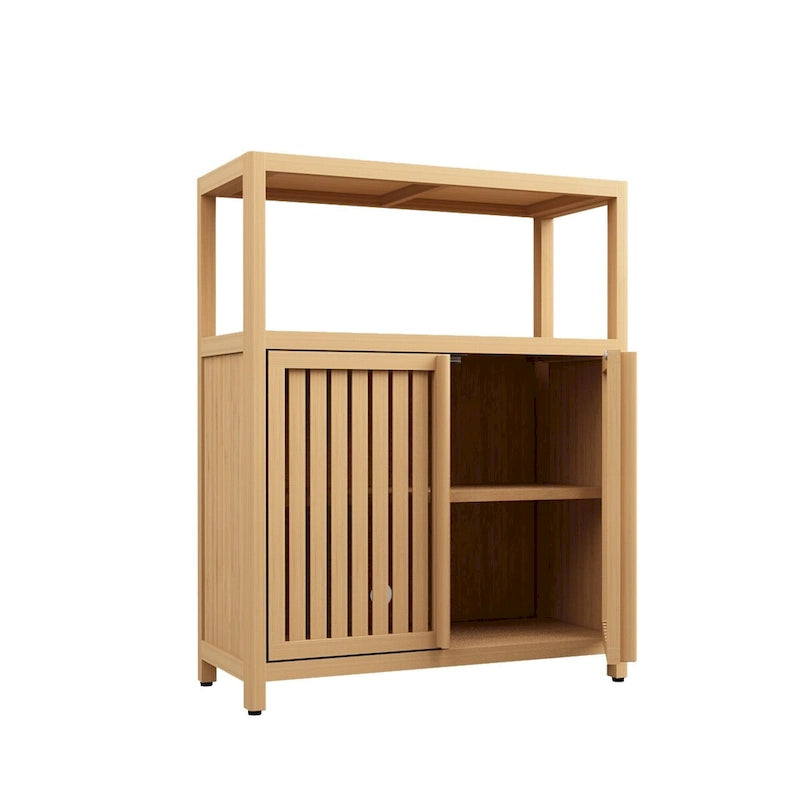 Large Capacity Bamboo Storage Cabinet Furniture for Bathroom Living Room with Shelves