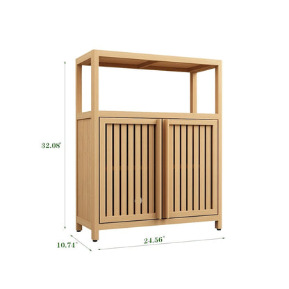 Large Capacity Bamboo Storage Cabinet Furniture for Bathroom Living Room with Shelves