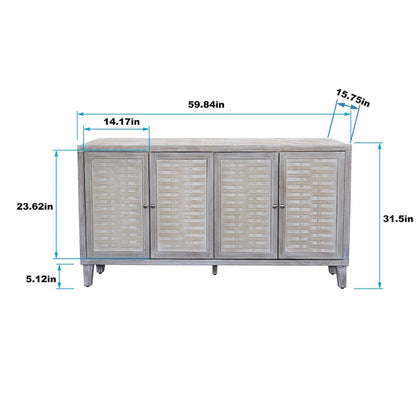 Accent Cabinet 4 Door Wooden Cabinet Sideboard Buffet Storage Cabinet
