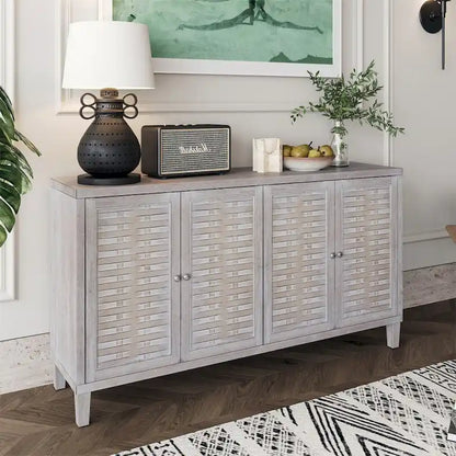 Accent Cabinet 4 Door Wooden Cabinet Sideboard Buffet Storage Cabinet