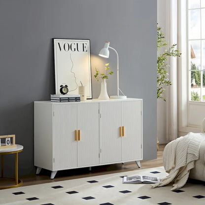 Sideboard Buffet cabinet with 4 doors and removable shelves, for living room, dining room, ivory white