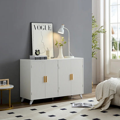 Sideboard Buffet cabinet with 4 doors and removable shelves, for living room, dining room, ivory white
