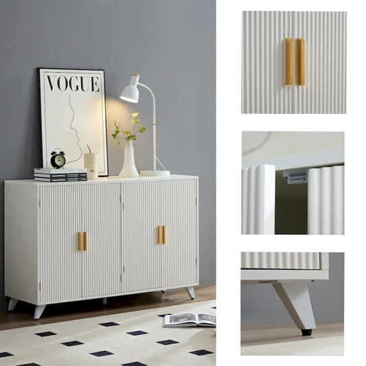 Sideboard Buffet cabinet with 4 doors and removable shelves, for living room, dining room, ivory white