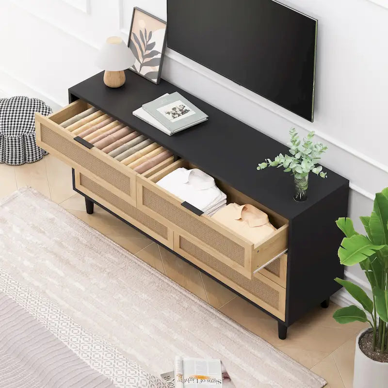 RR 59.066-Drawers Rattan Storage Cabinet