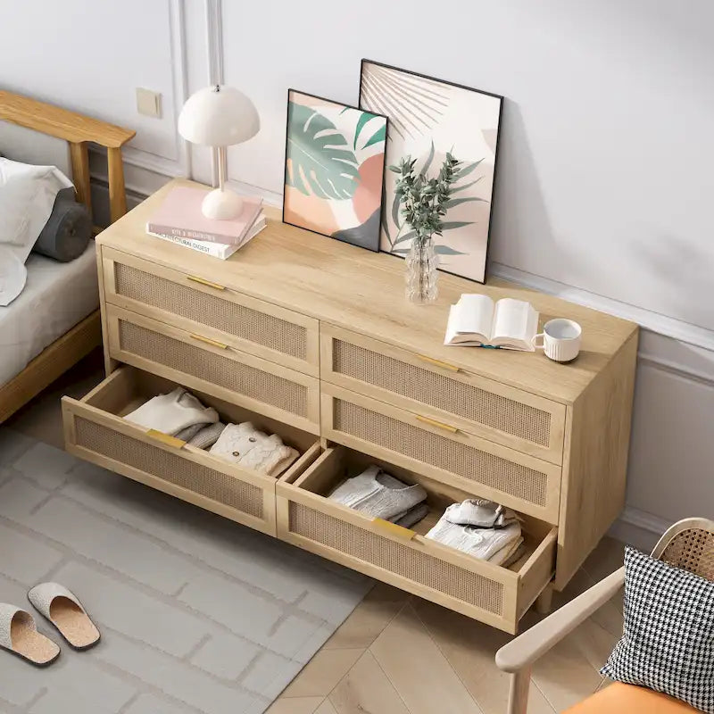 RR 59.066-Drawers Rattan Storage Cabinet