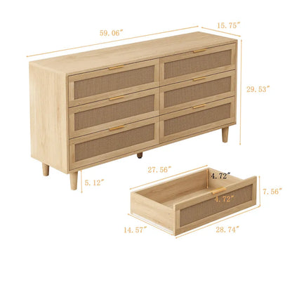 RR 59.066-Drawers Rattan Storage Cabinet