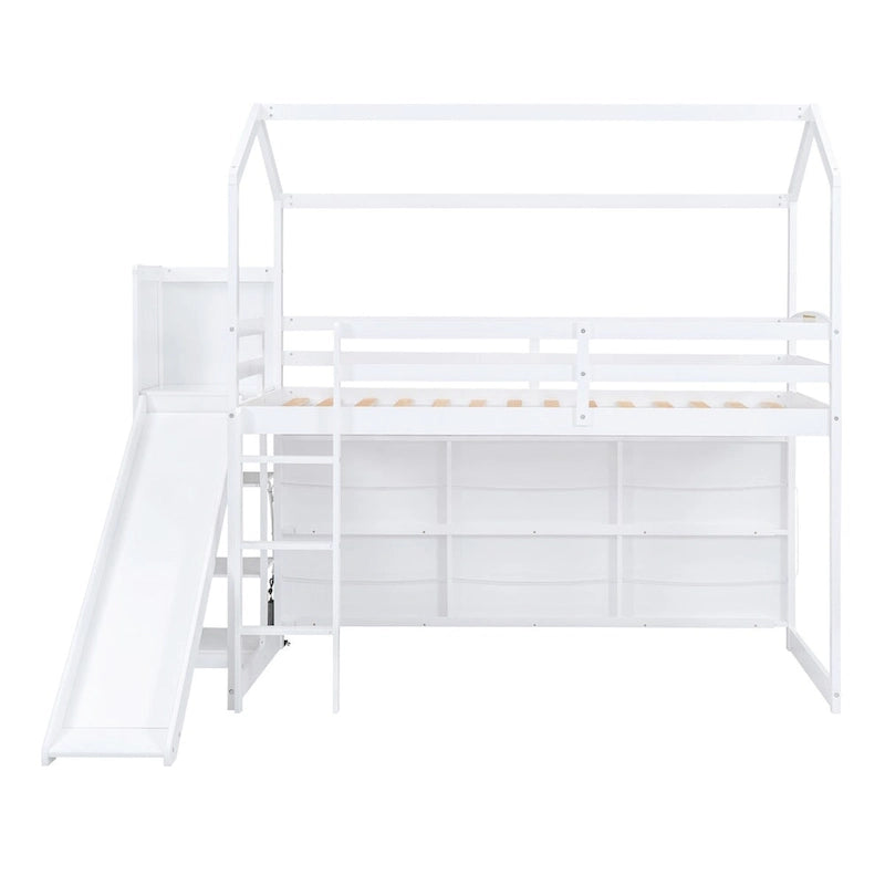 Merax Twin Size Wood House Loft bed with Slide