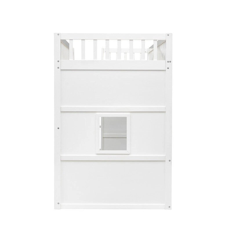 Twin Size Wooden House Loft Bed With Ladder