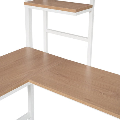 Metal Loft Bed Twin Size with Desk and Shelves