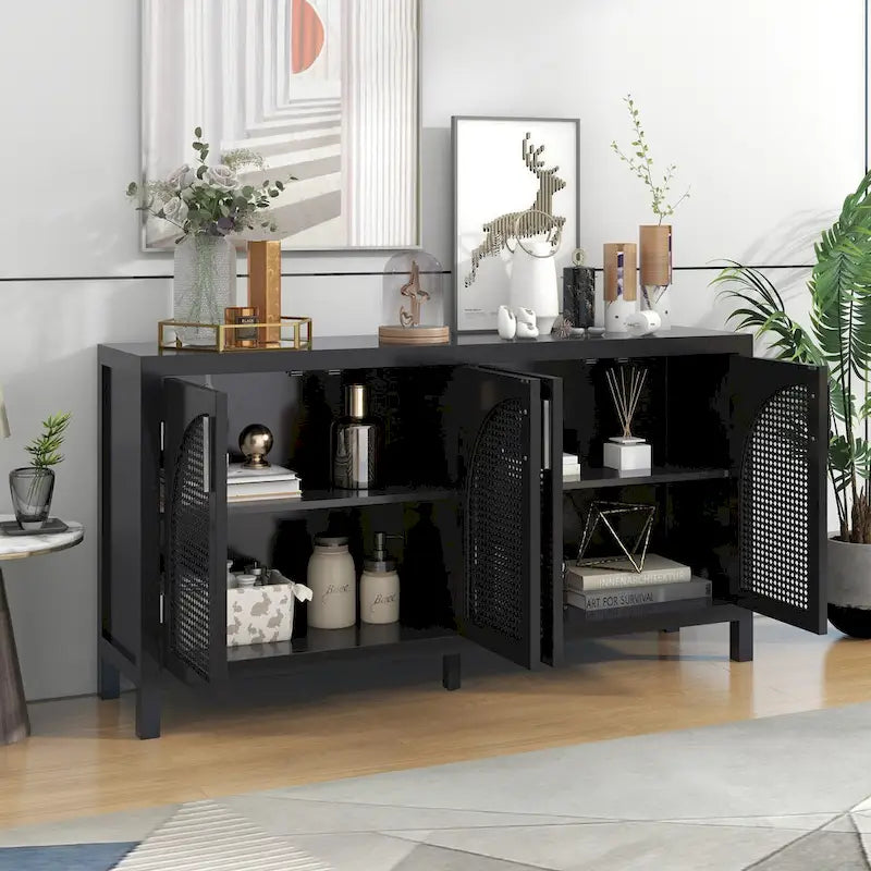 60 Large Storage Space Artificial Rattan Doors Buffet/Sideboard