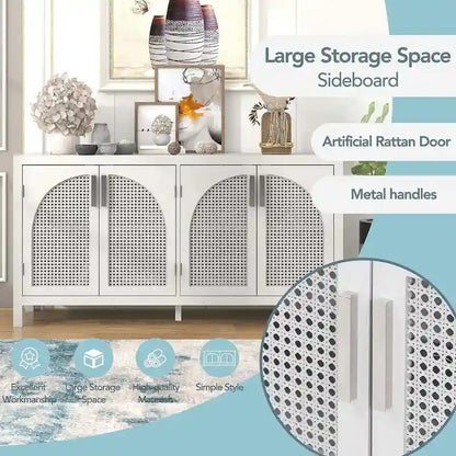 60 Large Storage Space Artificial Rattan Doors Buffet/Sideboard