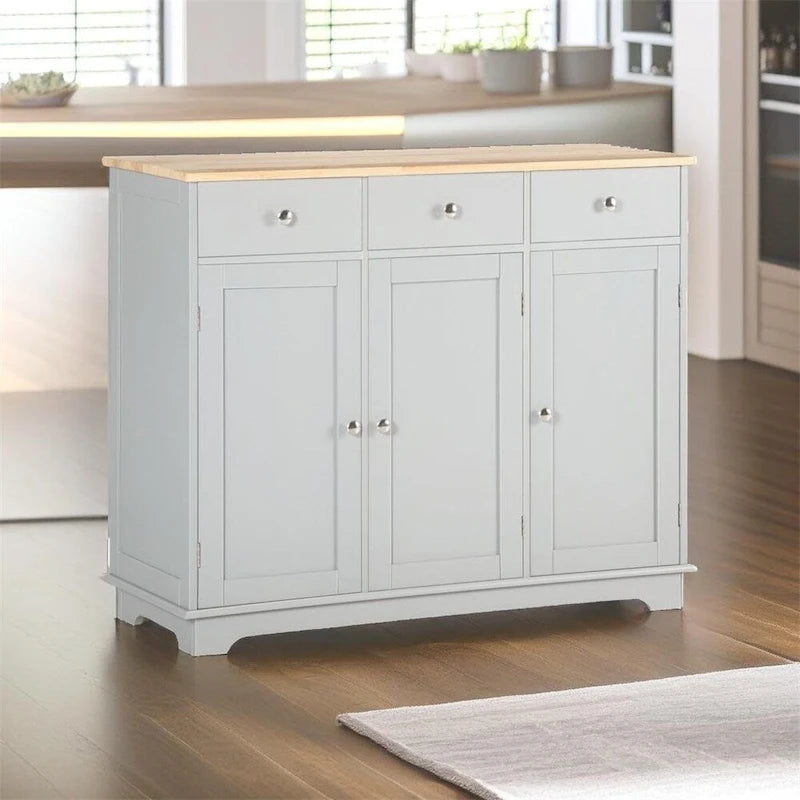 Buffet Cabinet with Drawers and Adjustable Shelves - N/A