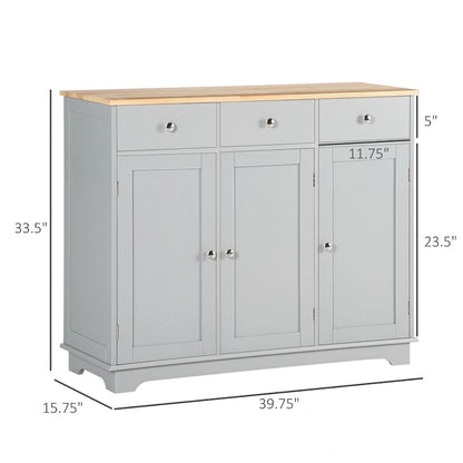 Buffet Cabinet with Drawers and Adjustable Shelves - N/A