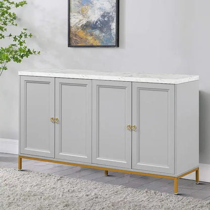 Elegant Stylish Wooden Sideboard, Top with Faux Marble Stickers