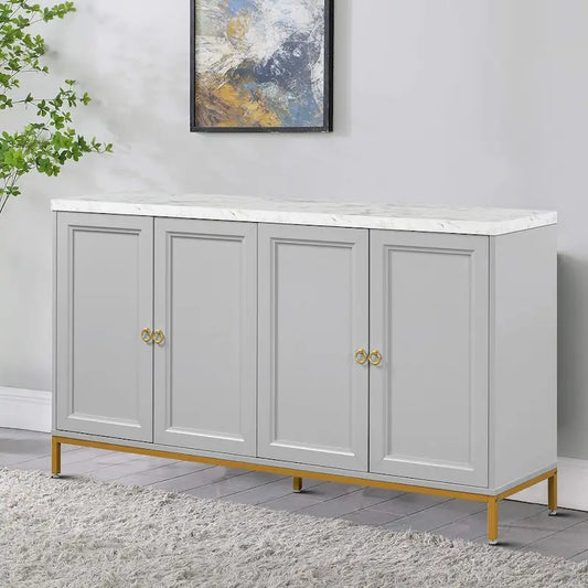 Elegant Stylish Wooden Sideboard, Top with Faux Marble Stickers