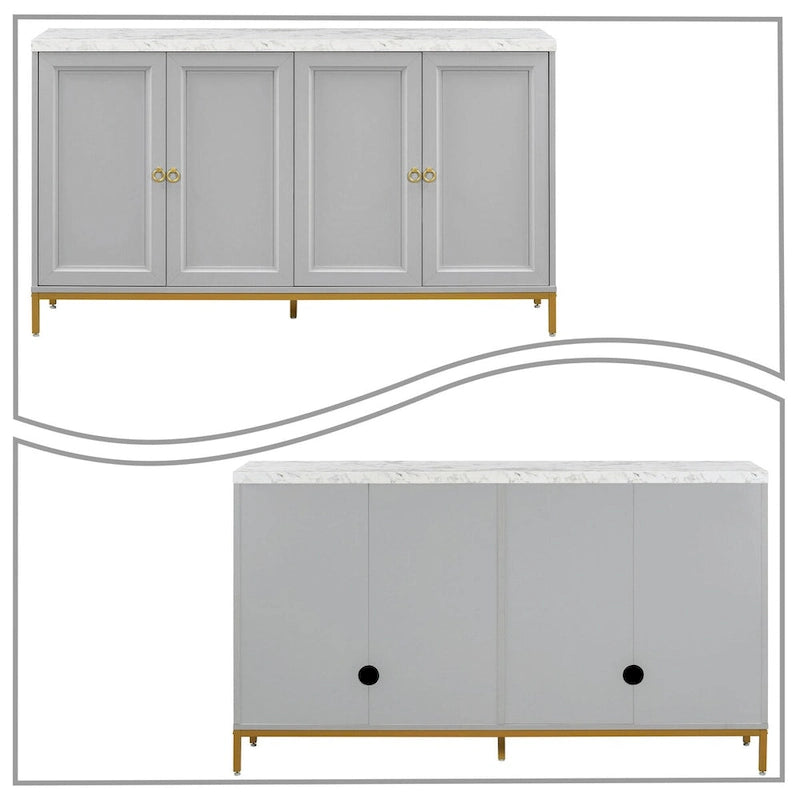 Elegant Stylish Wooden Sideboard, Top with Faux Marble Stickers