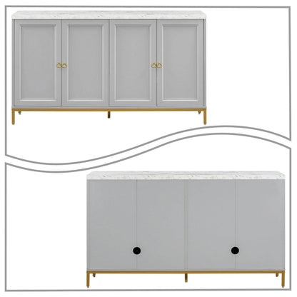 Elegant Stylish Wooden Sideboard, Top with Faux Marble Stickers