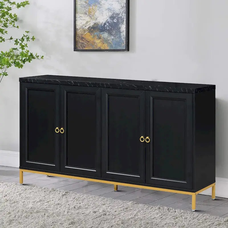 Elegant Stylish Wooden Sideboard, Top with Faux Marble Stickers
