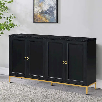 Elegant Stylish Wooden Sideboard, Top with Faux Marble Stickers