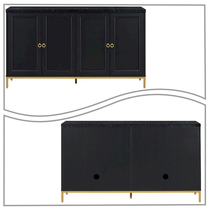 Elegant Stylish Wooden Sideboard, Top with Faux Marble Stickers