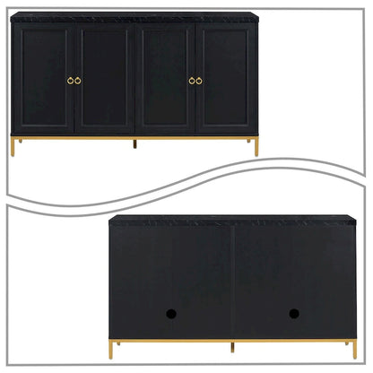Elegant Stylish Wooden Sideboard, Top with Faux Marble Stickers