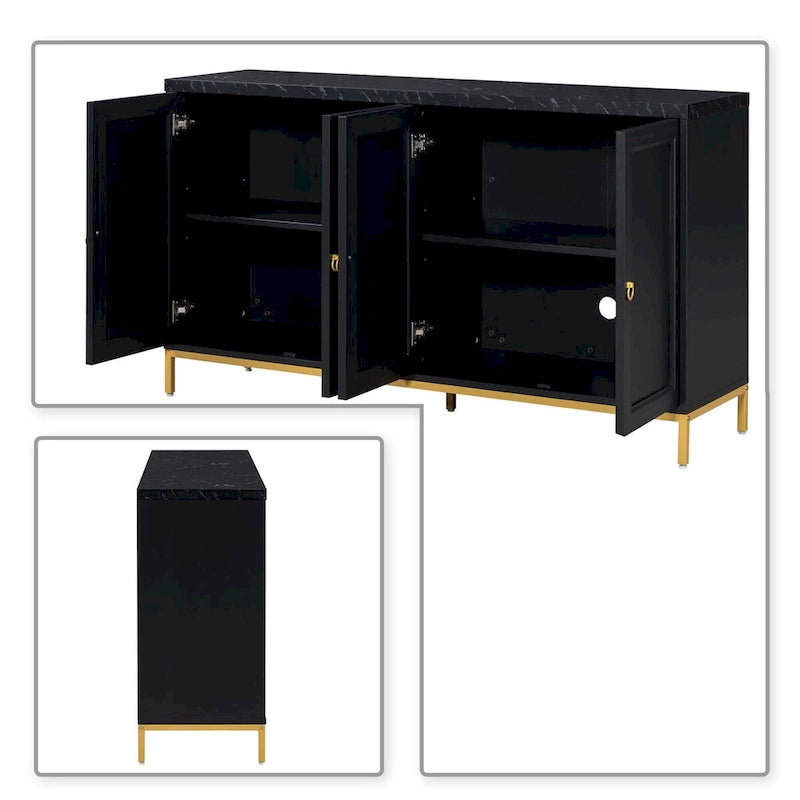 Elegant Stylish Wooden Sideboard, Top with Faux Marble Stickers