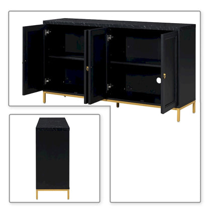 Elegant Stylish Wooden Sideboard, Top with Faux Marble Stickers