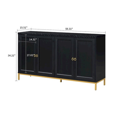 Elegant Stylish Wooden Sideboard, Top with Faux Marble Stickers