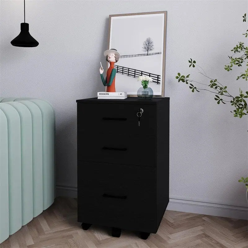 3 Drawer File Cabinet with Lock - 26.47D x 18.56W x 6.91H