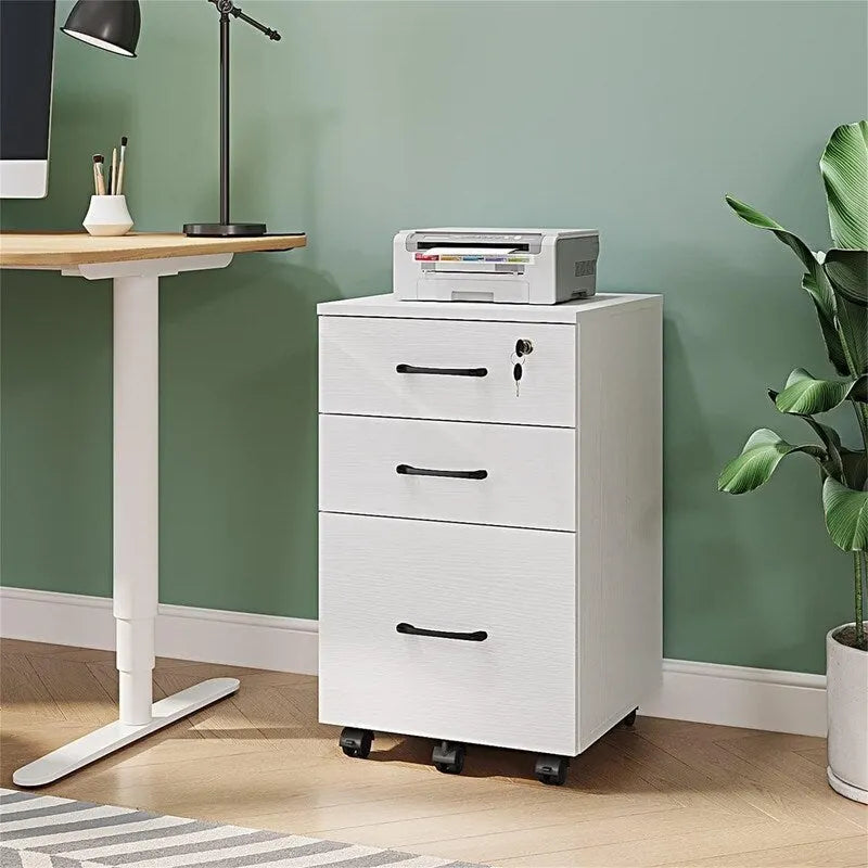 3 Drawer File Cabinet with Lock - 26.47D x 18.56W x 6.91H