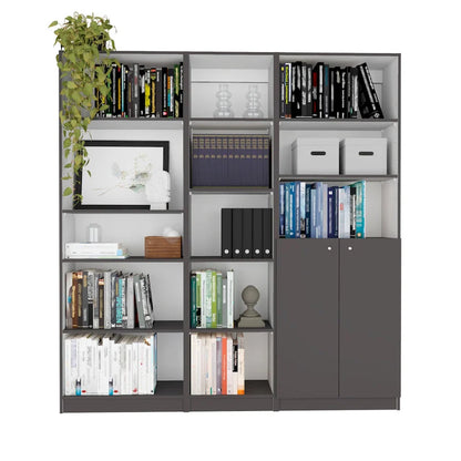 Kenyon 3pc Set 67 Wide 5-Shelf and Cabinet Bookcase