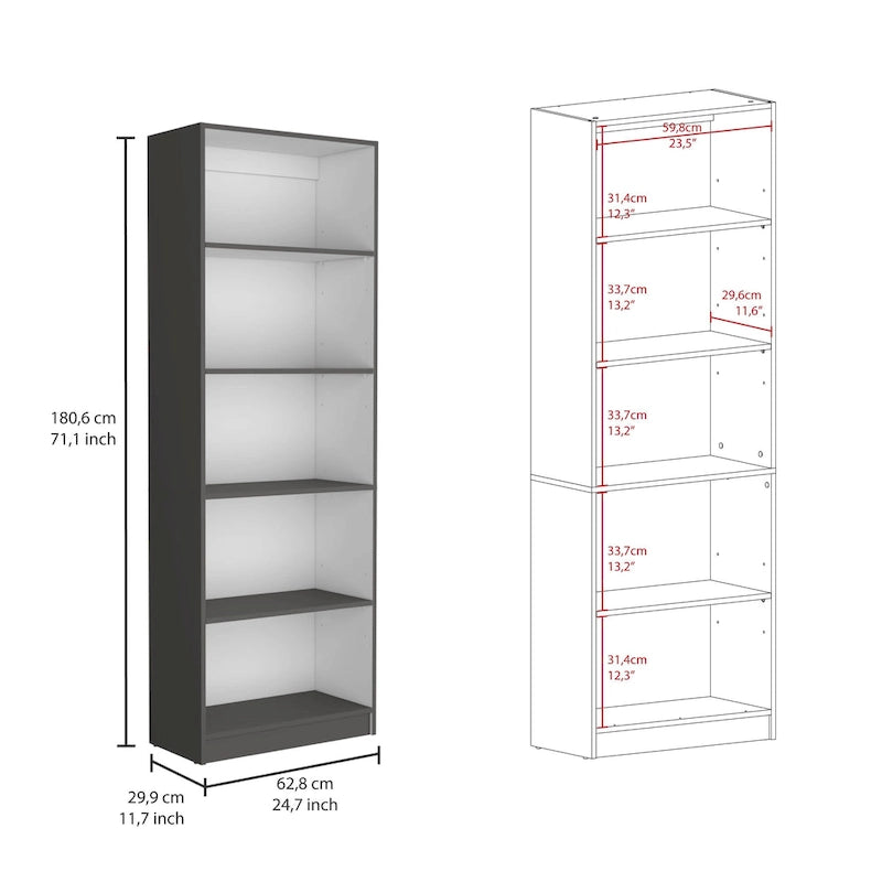 Kenyon 3pc Set 67 Wide 5-Shelf and Cabinet Bookcase