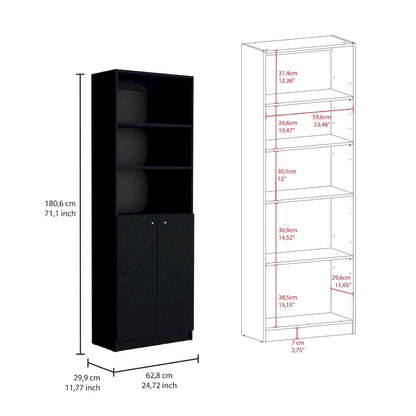 Kenyon 3pc Set 67 Wide 5-Shelf and Cabinet Bookcase