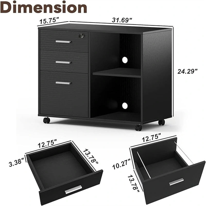 Wood Filing Cabinet - 15.75D x 31.69W x 26.29H