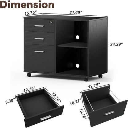 Wood Filing Cabinet - 15.75D x 31.69W x 26.29H