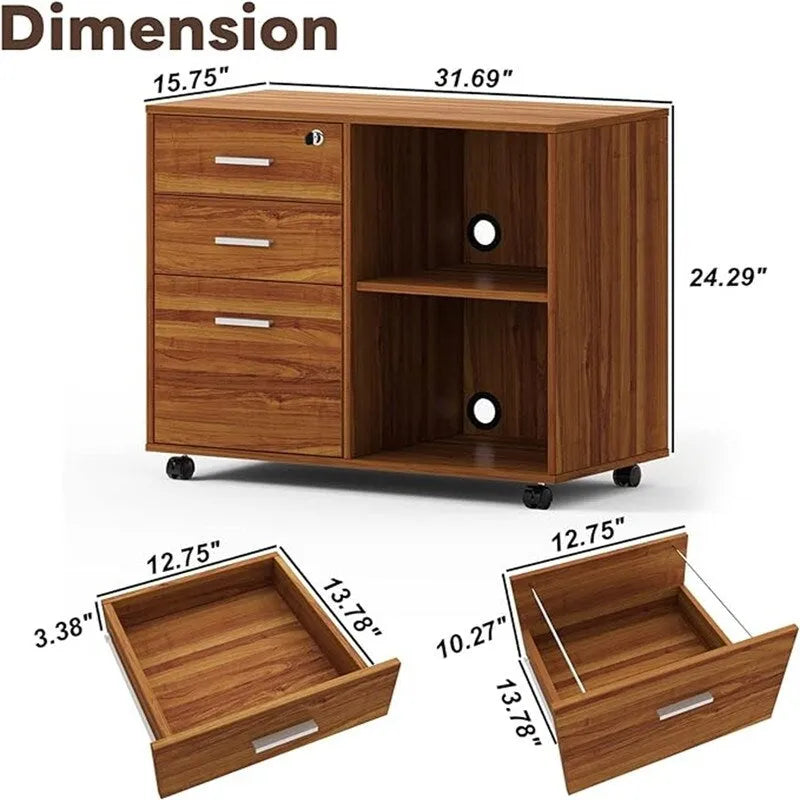 Wood Filing Cabinet - 15.75D x 31.69W x 26.29H