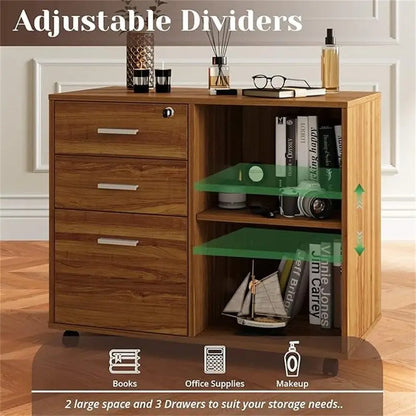 Wood Filing Cabinet - 15.75D x 31.69W x 26.29H
