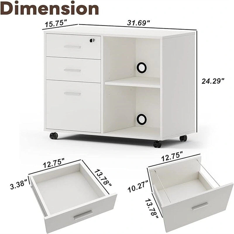 Wood Filing Cabinet - 15.75D x 31.69W x 26.29H