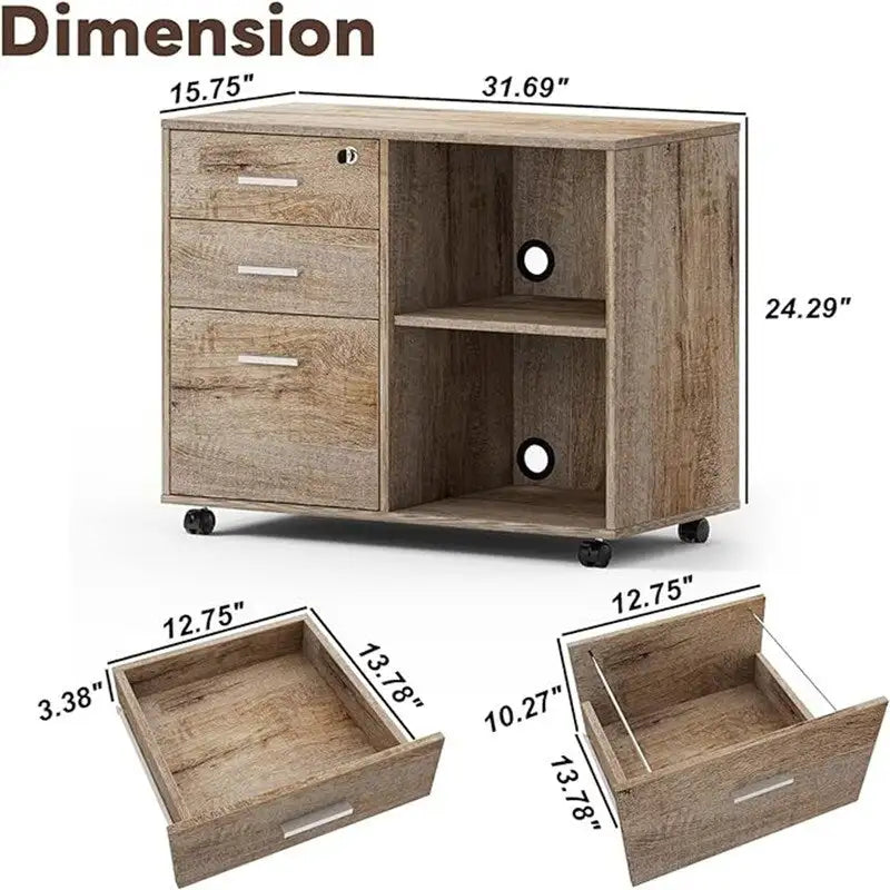 Wood Filing Cabinet - 15.75D x 31.69W x 26.29H