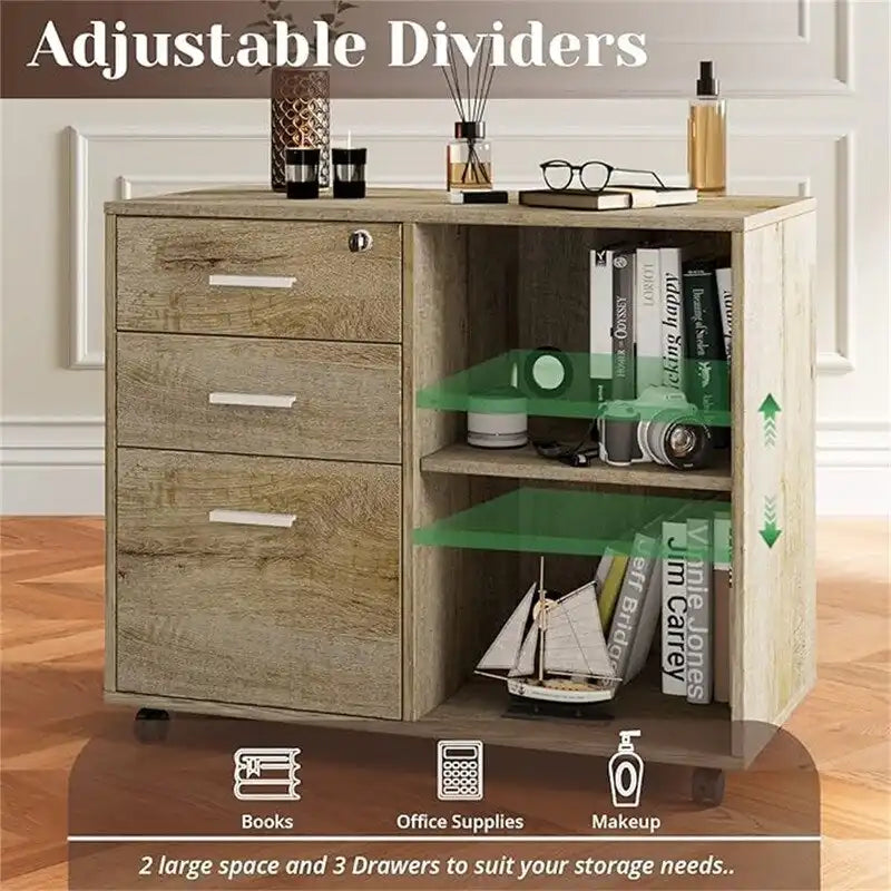 Wood Filing Cabinet - 15.75D x 31.69W x 26.29H