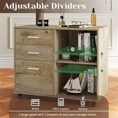 Wood Filing Cabinet - 15.75D x 31.69W x 26.29H
